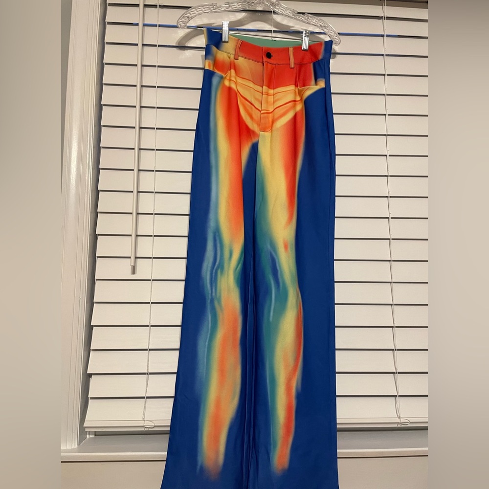 High Waisted Thermal Print Stretchy Trousers